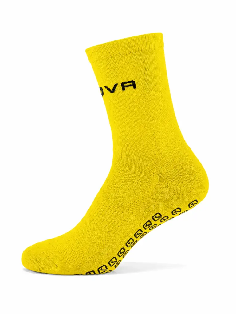 Givova CALZA SUPER GRIP sárga sportzokni oldalnézetből, rugalmas kialakítással és komfortos viselettel.