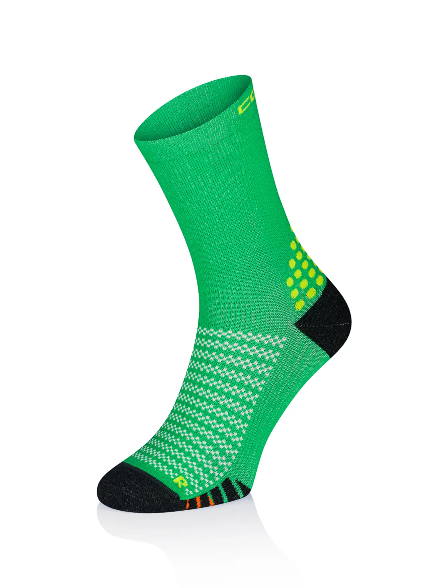 TRAIL RUNNING Polycolon terepfutó zokni – Zöld 4 TRAIL RUNNING Polycolon terepfutó zokni zöld színben, prémium technikai futózokni gyors izzadságelvezetéssel, kiváló légáteresztéssel és megerősített talprésszel terepfutáshoz.