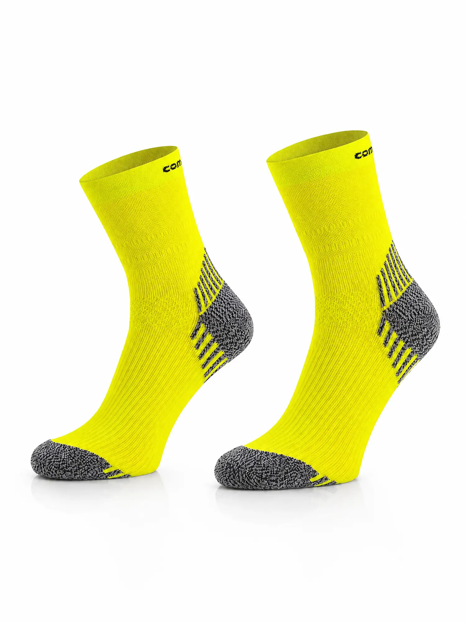 RUN COMPRESSION Kompressziós futózokni +ezüstion – Neonsárga 7 OMODO RUN COMPRESSION neonsárga kompressziós futózokni párban rugalmas sportkialakítással