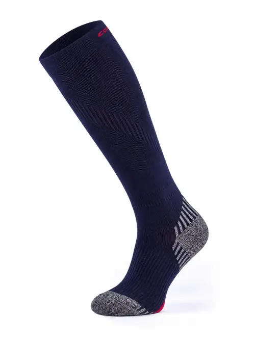 COMODO RUN COMPRESSION sötétkék hosszú szárú sportzokni rugalmas illeszkedéssel