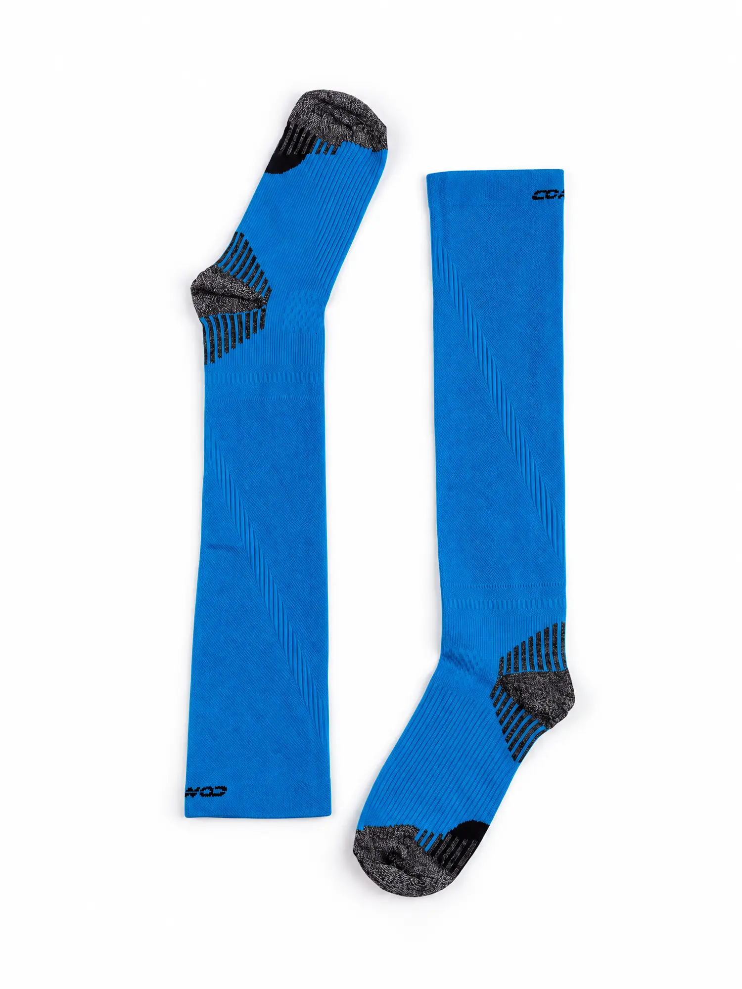 RUN COMPRESSION Kompressziós hosszú szárú futózokni +ezüstion – Kék 7 COMODO RUN COMPRESSION kék futózokni izomtámogató kompresszióval intenzív mozgáshoz