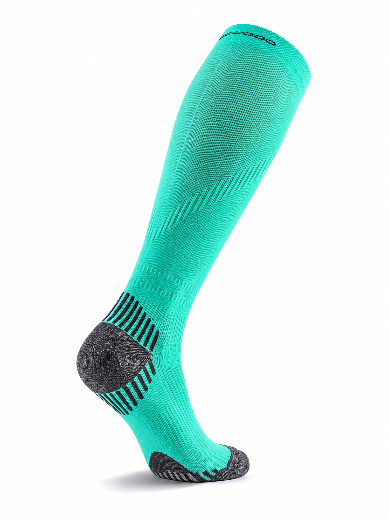 RUN COMPRESSION Kompressziós hosszú szárú futózokni +ezüstion – Menta 5 COMODO RUN COMPRESSION menta futózokni egyenletes kompresszióval az izmok támogatására