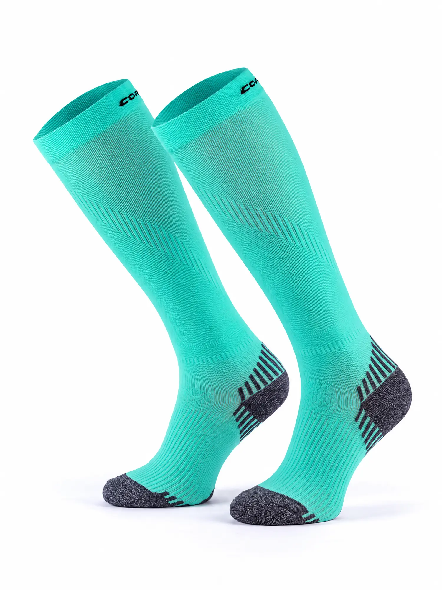 RUN COMPRESSION Kompressziós hosszú szárú futózokni +ezüstion – Menta 8 COMODO RUN COMPRESSION menta hosszú szárú futózokni kompressziós kialakítással futáshoz