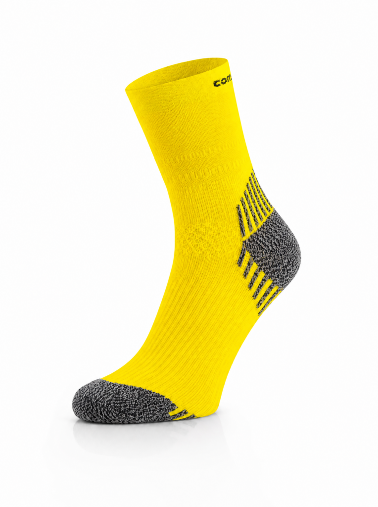 COMODO RUN COMPRESSION sárga futózokni kompressziós kialakítással, elölnézet