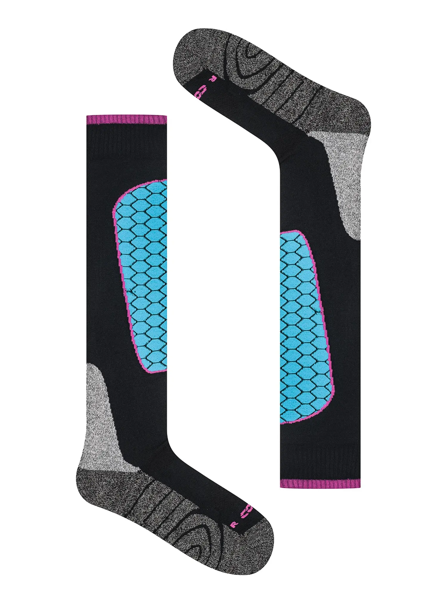SKI MOUNTAIN Polycolon +Drytex sízokni – Fekete / Kék 6 Fekete-kék technikai sízokni felülről, párnázott részekkel a kényelmes síelésért