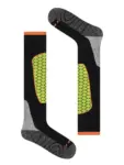 SKI MOUNTAIN Polycolon +Drytex sízokni – Fekete / Neonzöld 10 SKI MOUNTAIN sízokni felülnézetből, neonzöld részletekkel és párnázott zónákkal